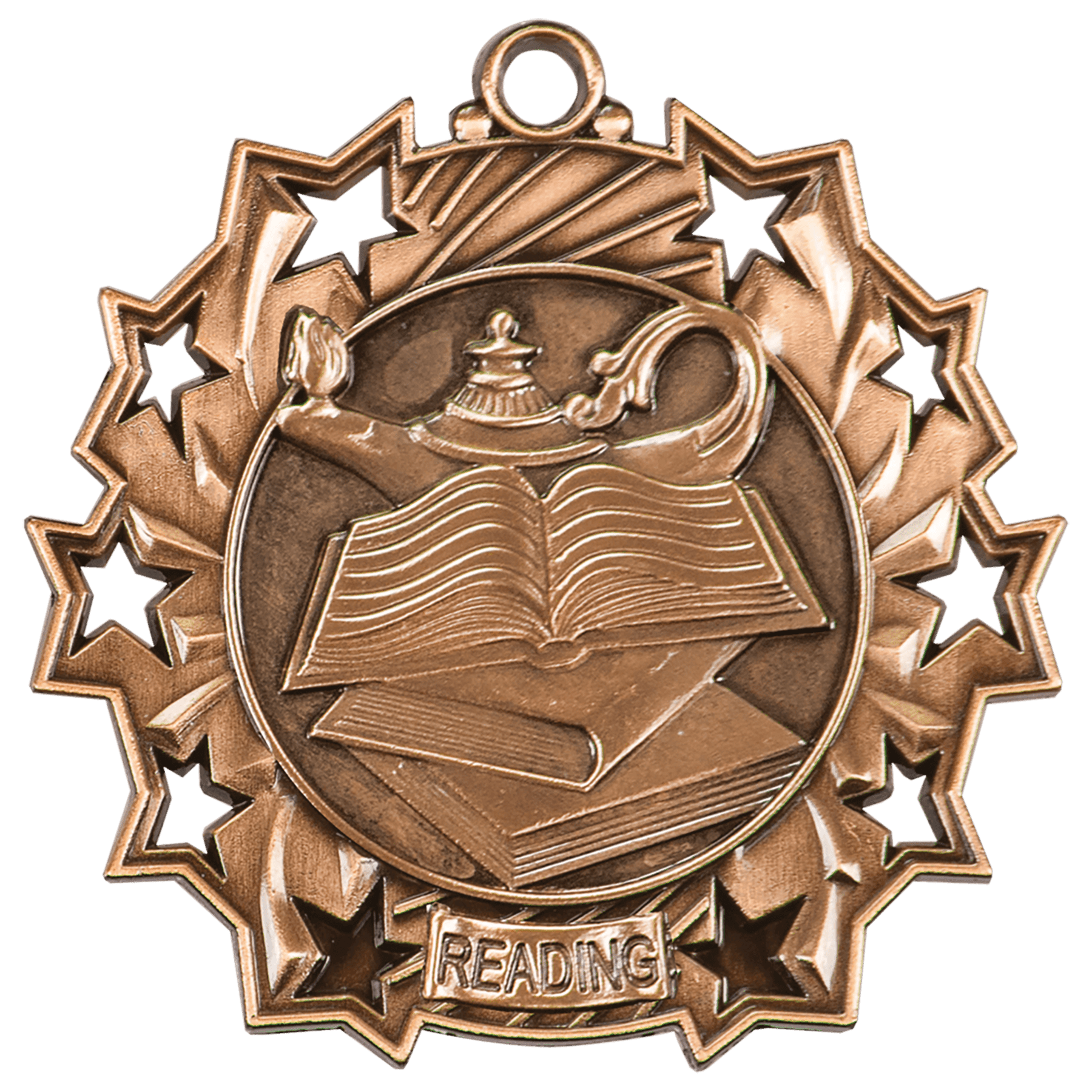 Antique Bronze 2 1/4" Reading Ten Star Medal