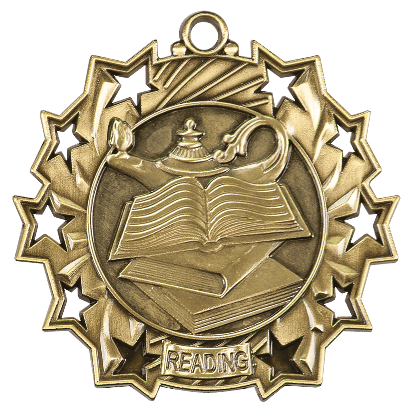 Antique Gold 2 1/4" Reading Ten Star Medal