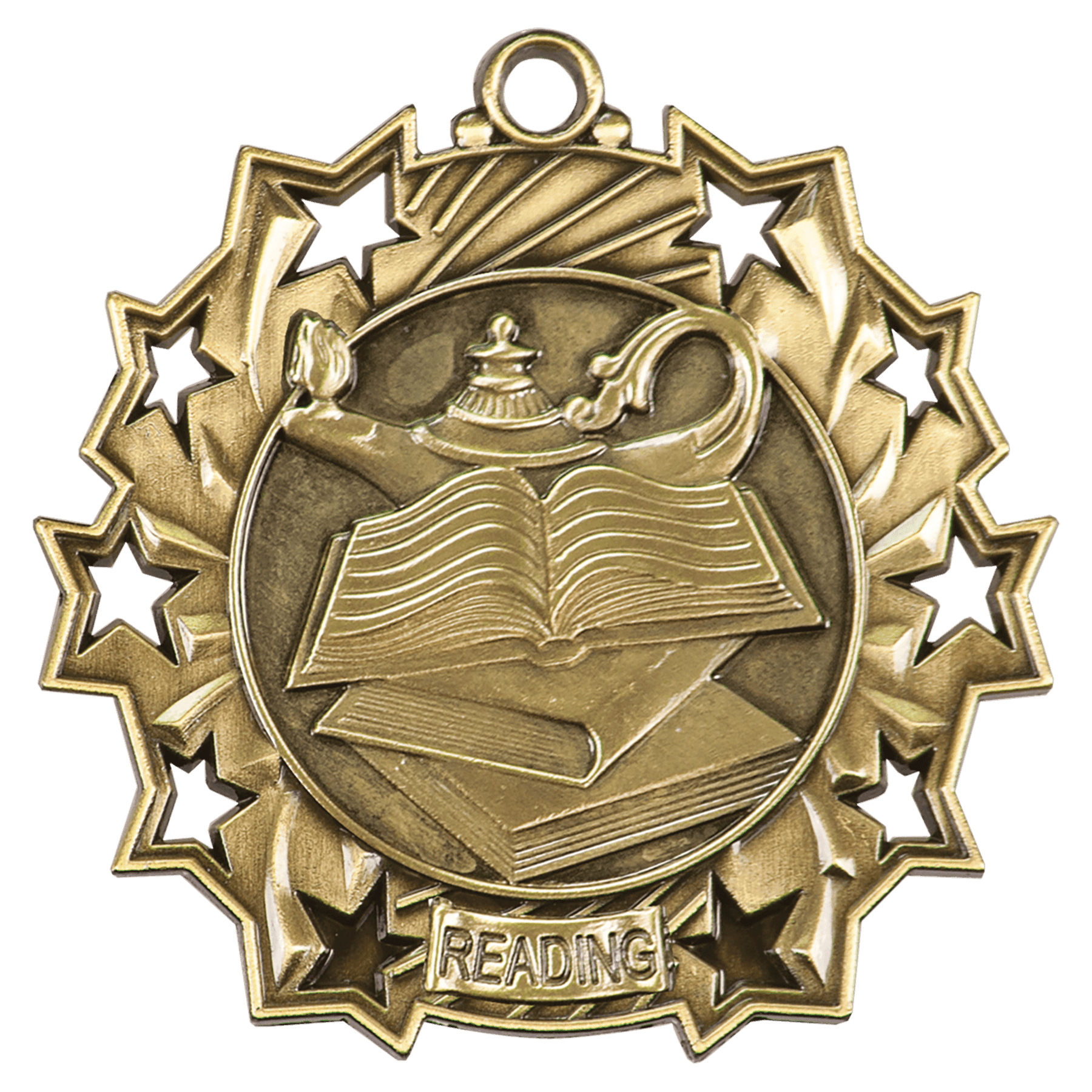 Antique Gold 2 1/4" Reading Ten Star Medal