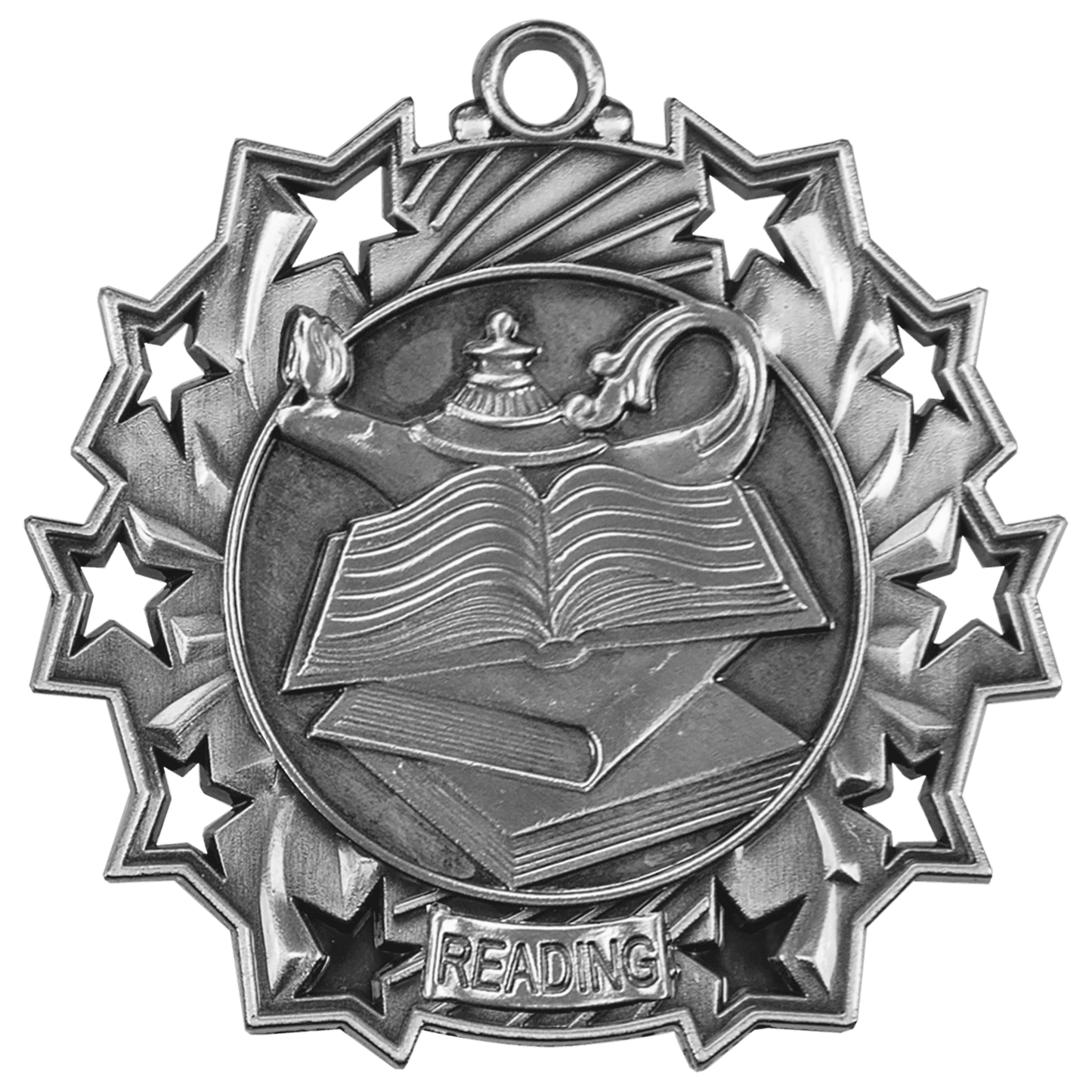 Antique Silver 2 1/4" Reading Ten Star Medal