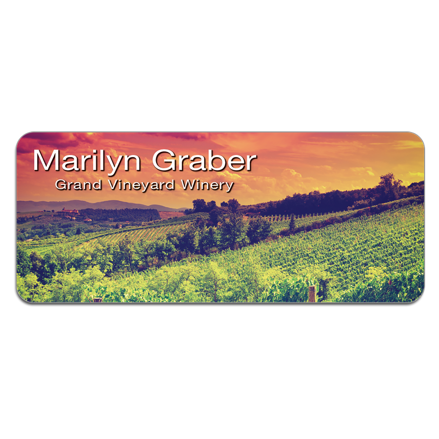3" x 1.25" Gloss White Unisub FRP Sublimatable Name Badge with Radius Corners