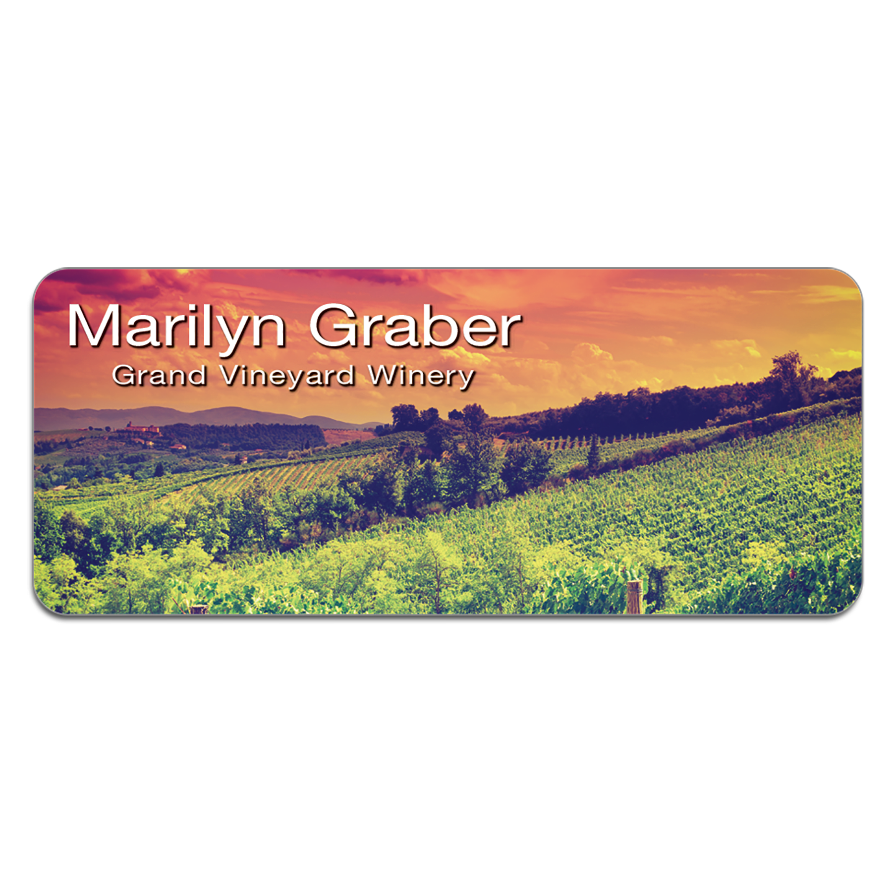 3" x 1.25" Gloss White Unisub FRP Sublimatable Name Badge with Radius Corners