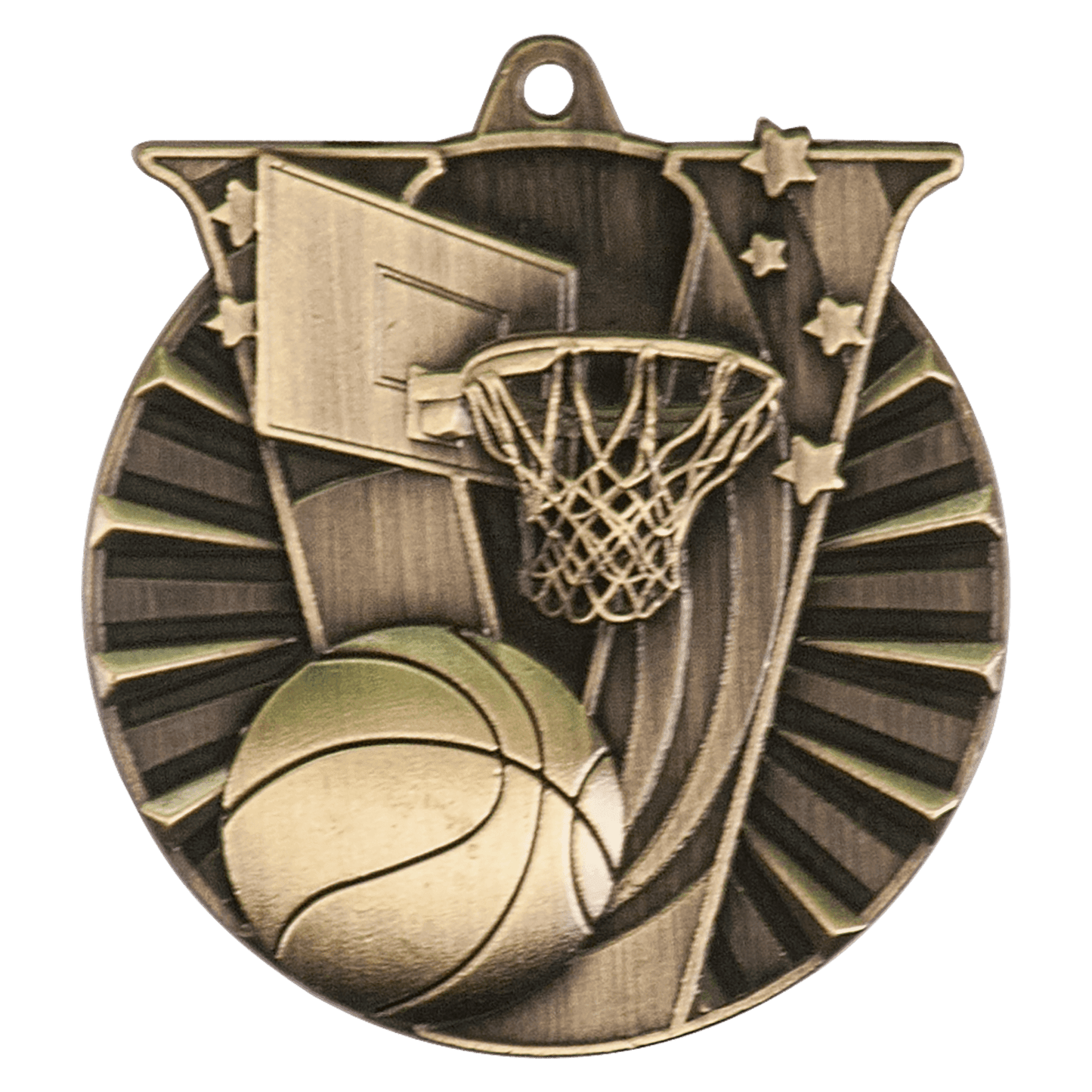 Antique Gold 2" Basketball Victory Medal
