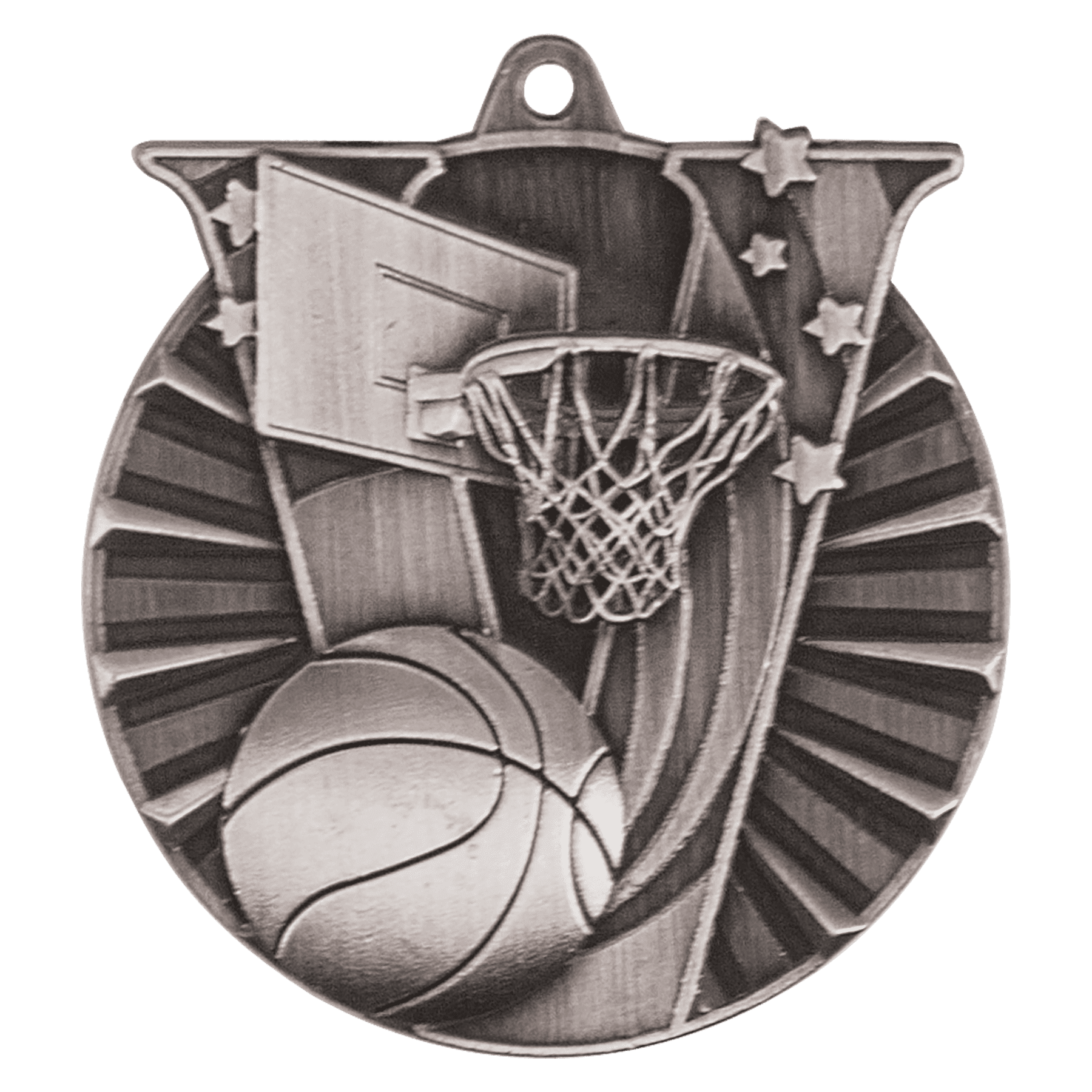 Antique Silver 2" Basketball Victory Medal