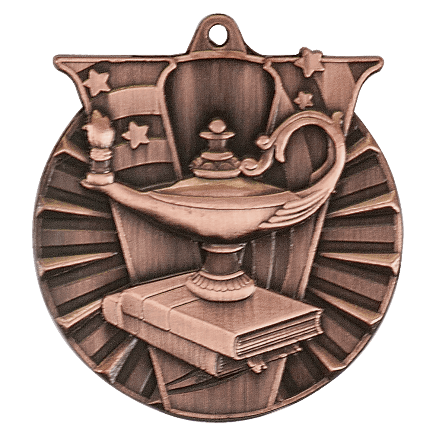 Antique Bronze 2" Lamp of Knowledge Victory Medal