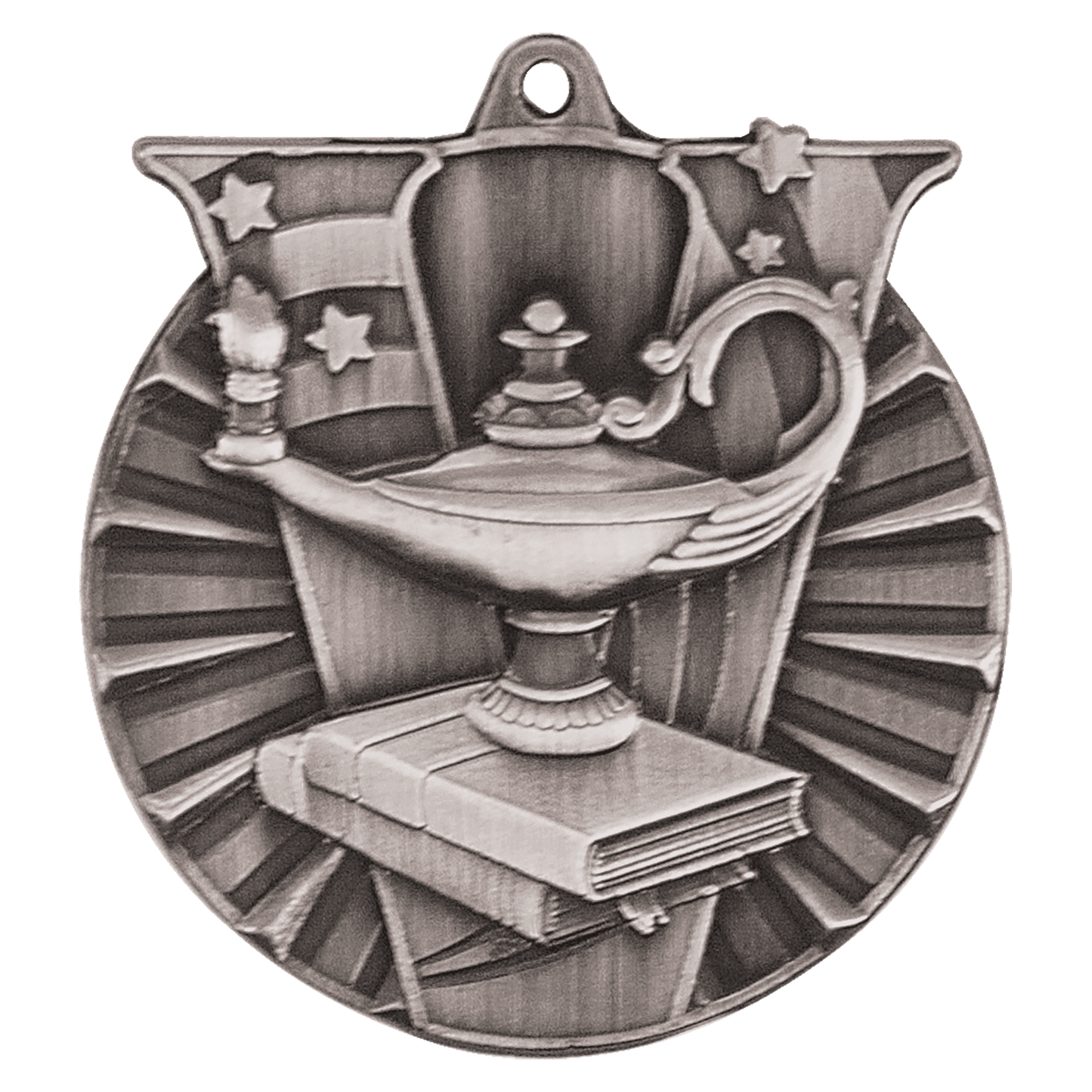 Antique Silver 2" Lamp of Knowledge Victory Medal