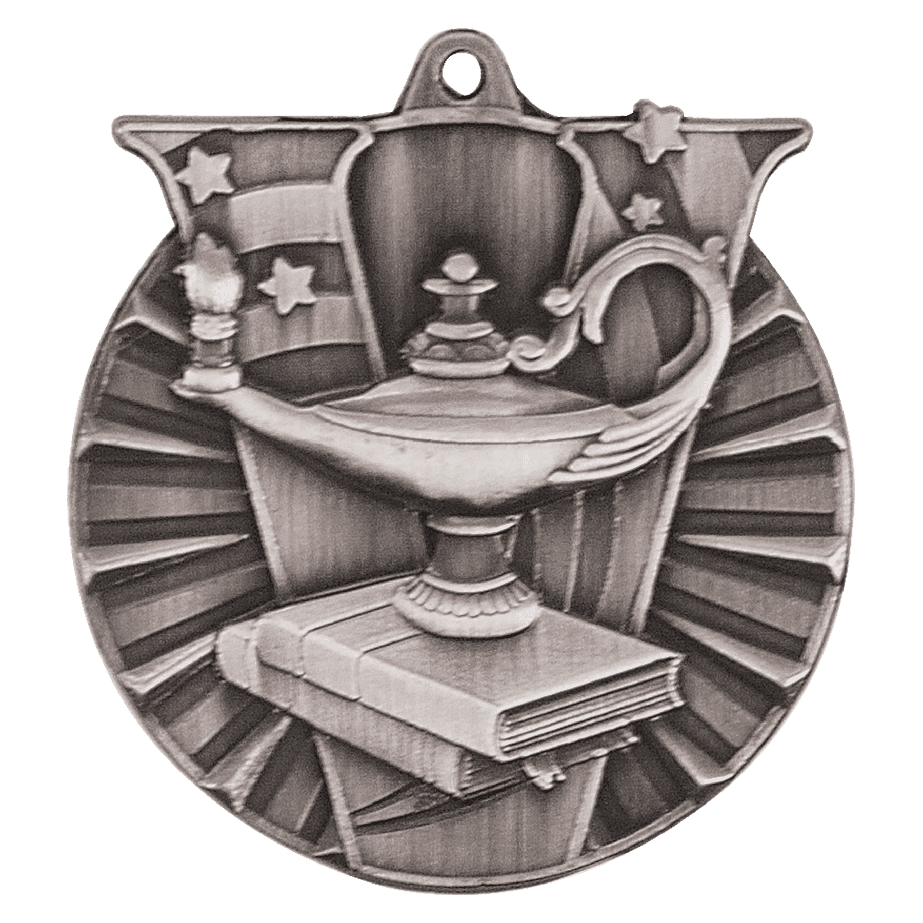 Antique Silver 2" Lamp of Knowledge Victory Medal