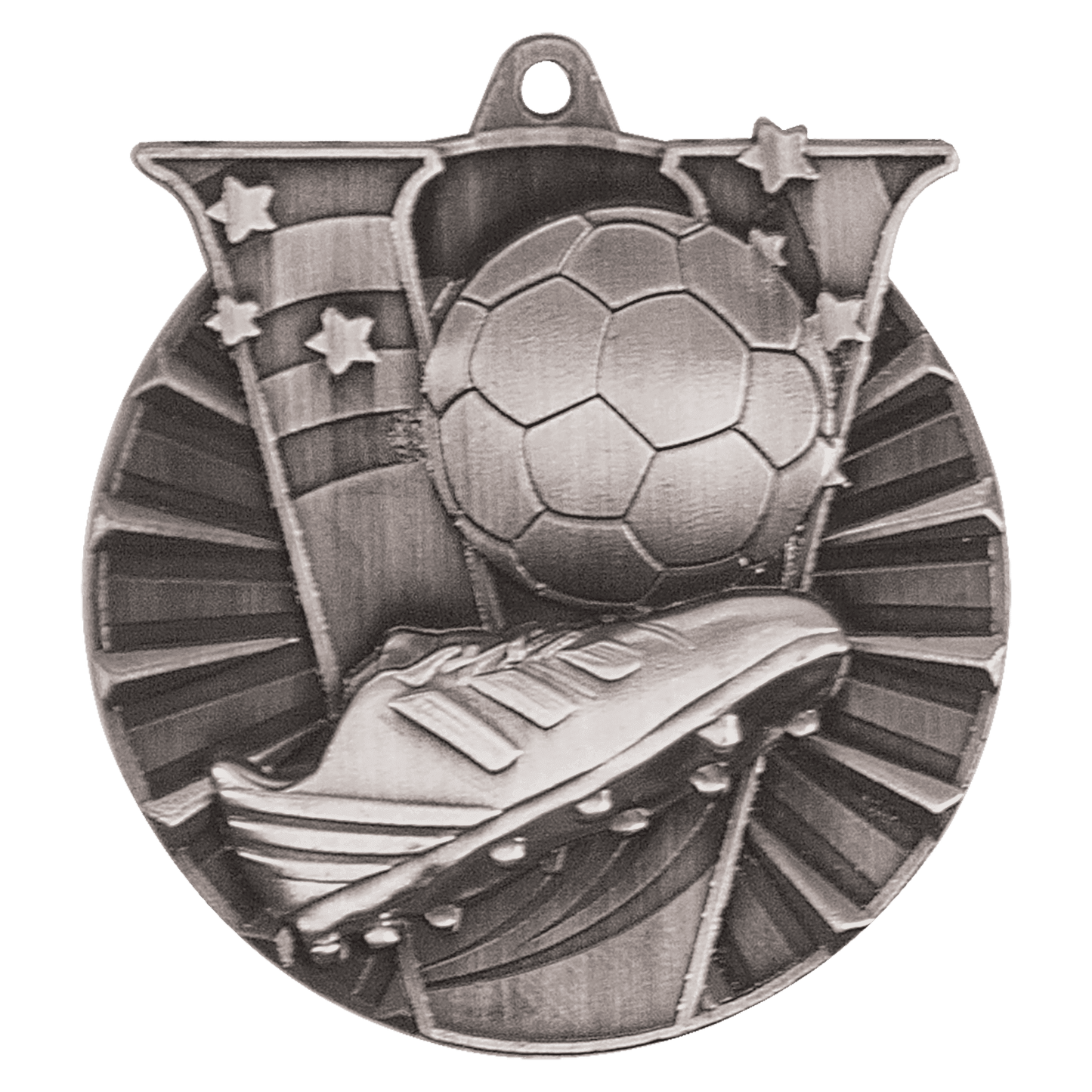 Antique Silver 2" Soccer Victory Medal