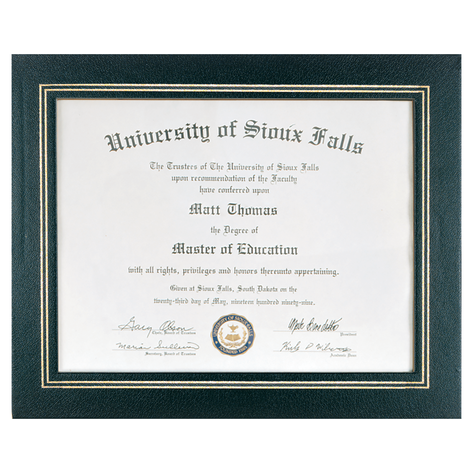Black 13 1/4" x 10 3/4" Certificate Holder