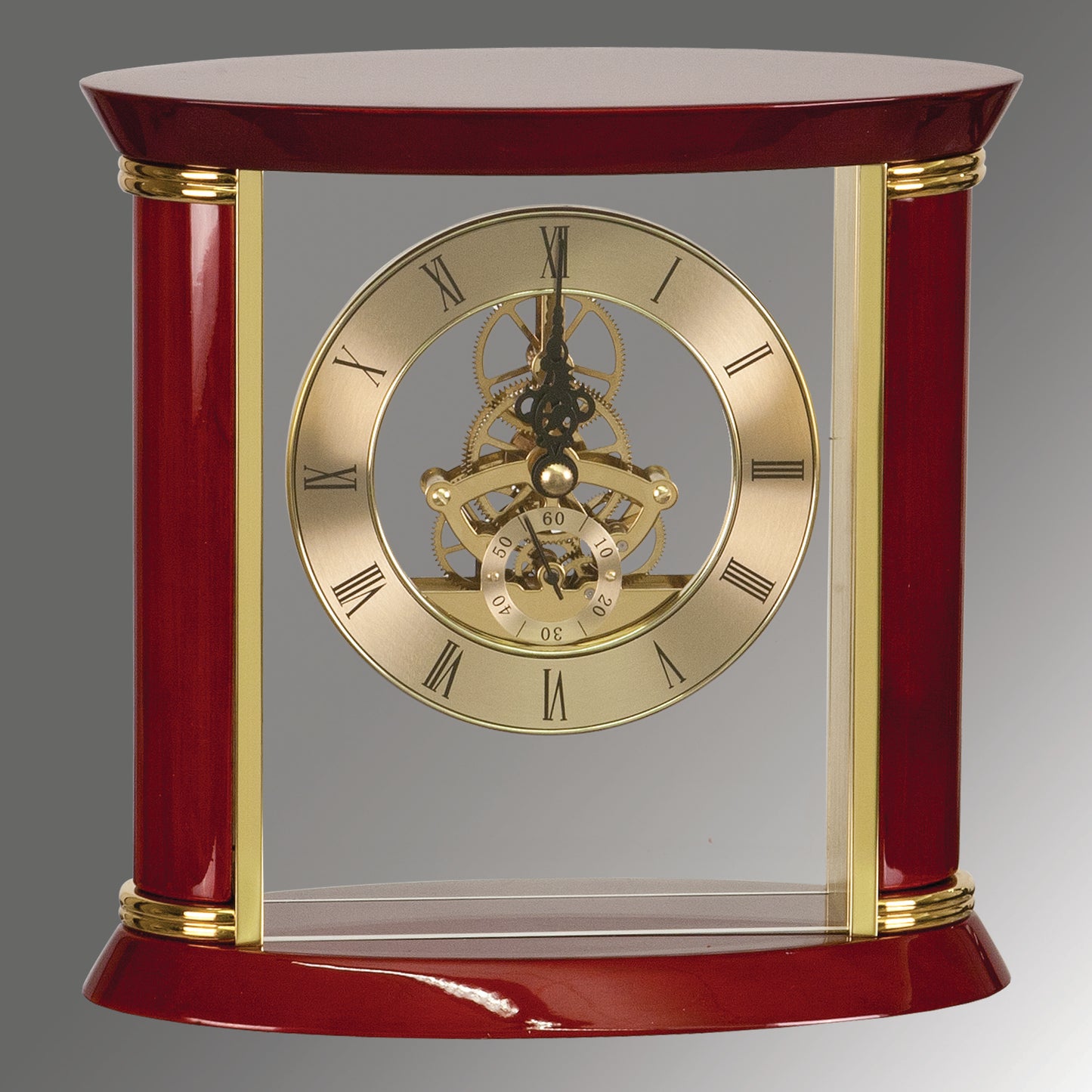 Executive Gold & Rosewood Piano Finish Clock - 7 3/4"