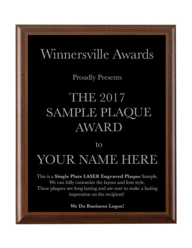 Single Plate Plaque - Laser Engraved