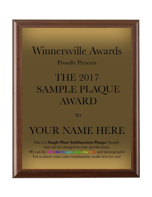 Single Plate Plaque - Sublimation