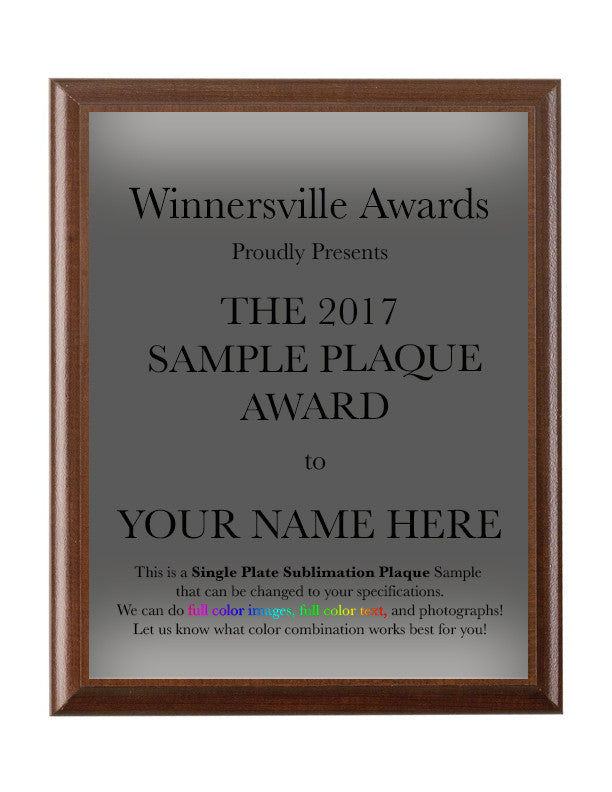 Single Plate Plaque - Sublimation
